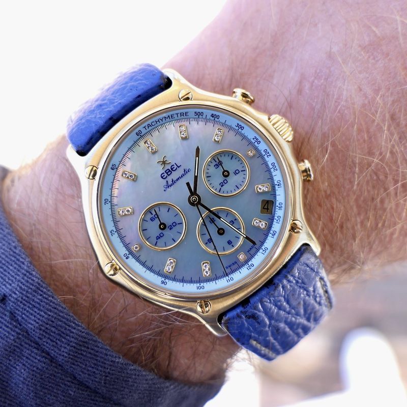 Image 6 of Ebel 1911 El Primero Chronograph; 18k gold watch with mother-of-pearl dial and diamonds