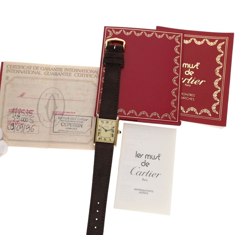 Image 7 of Cartier Tank Vermeil 'Large' 590005; Vintage Unisex Watch with Papers