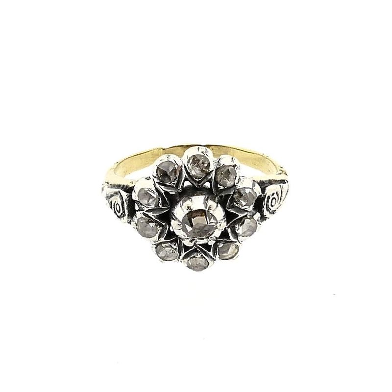 Image 3 of Gold & Silver Ring with Rose Cut Diamonds; 0.24 ct.