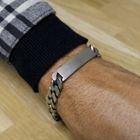 Image 10 of Silver robust gourmet link bracelet with engraving plate; Men | 21 cm