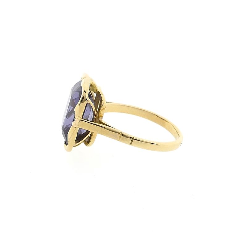 Image 7 of 14K Yellow Gold Ring with Purple Gemstone; Size 17.25