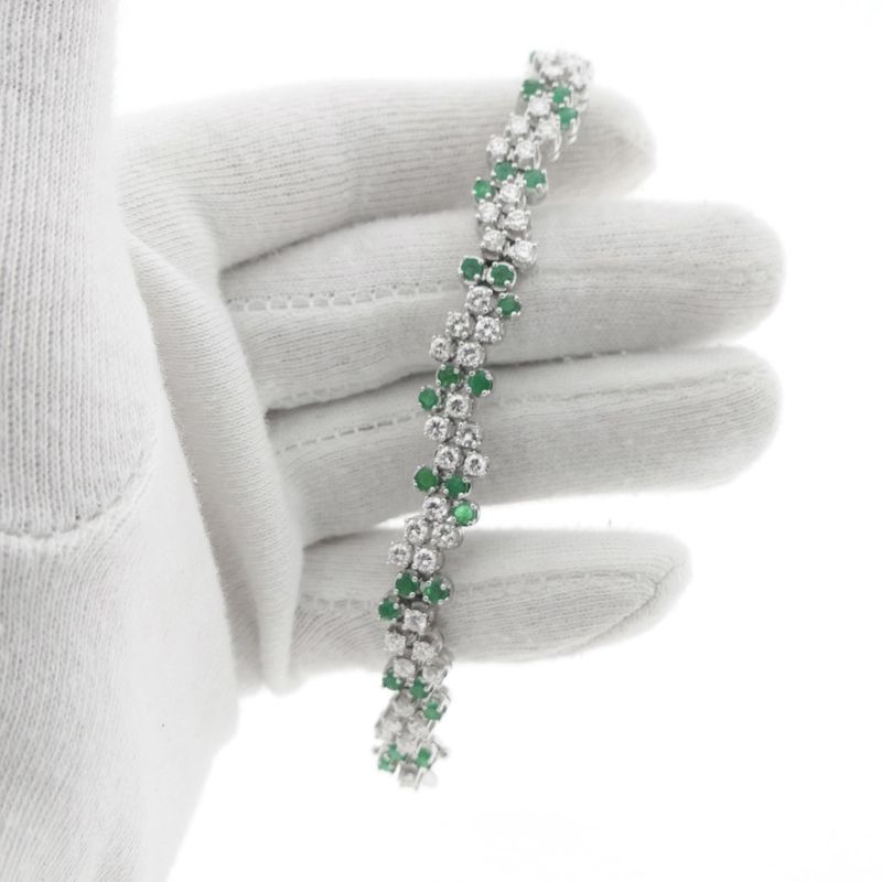 Image 18 of Exclusive white gold bracelet with emerald and diamond; 7.40 ct. + IGI Certificate