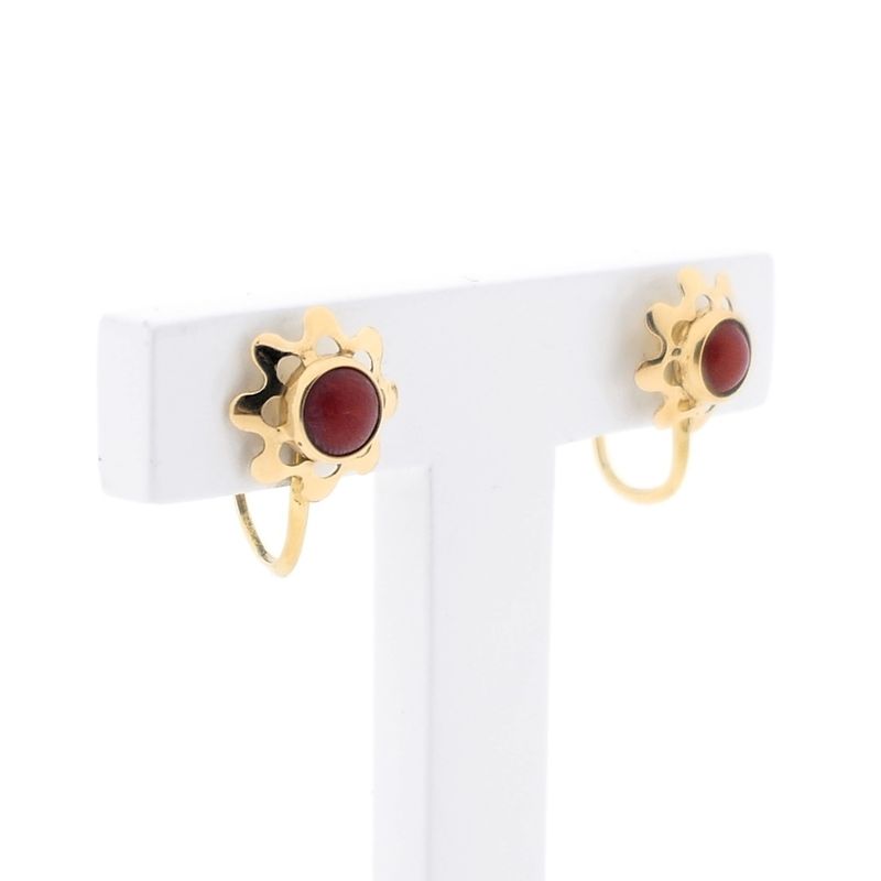 Image 2 of Gold earrings with red coral