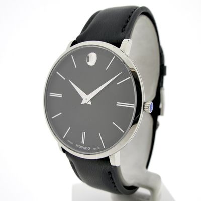 Image 2 of Movado Ulta Slim; Steel men's designer watch with gray dial; 0607086