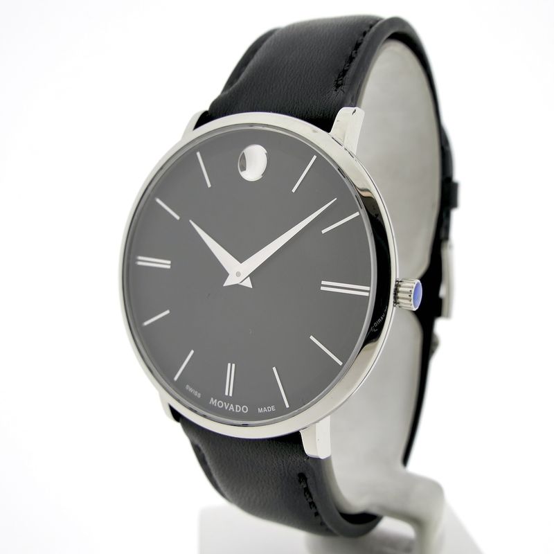 Image 2 of Movado Ulta Slim; Steel men's designer watch with gray dial; 0607086