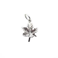 18 carat white gold maple leaf pendant