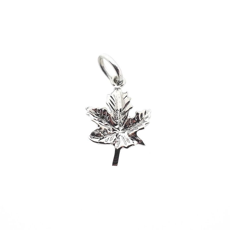 Image 1 of 18 carat white gold maple leaf pendant