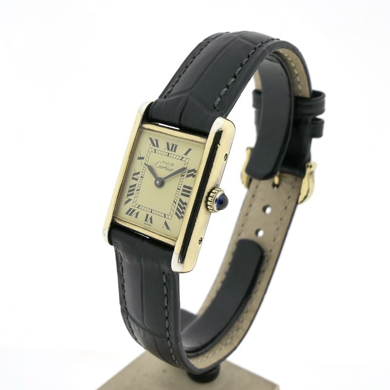Image 2 of Cartier Tank Vermeil 3 096505; Vintage mechanisch dames horloge