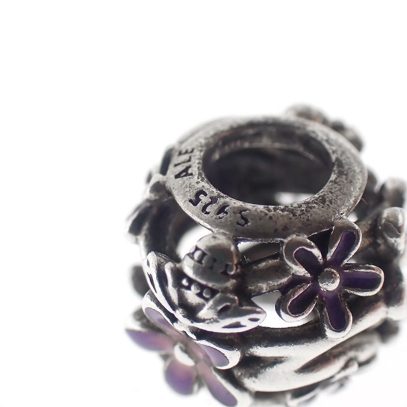 Image 5 of Pandora charm; Silver; Purple Daisy