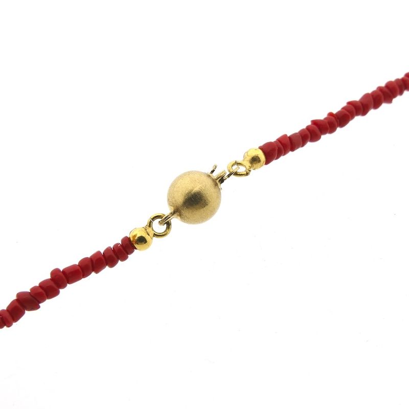 Image 11 of Vintage red coral beaded necklace with gold clasp | 93 cm