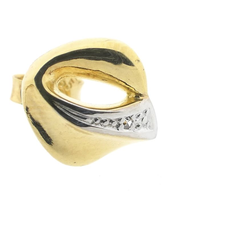 Image 9 of Bicolor gold stud earrings with diamond | 0.01 ct.