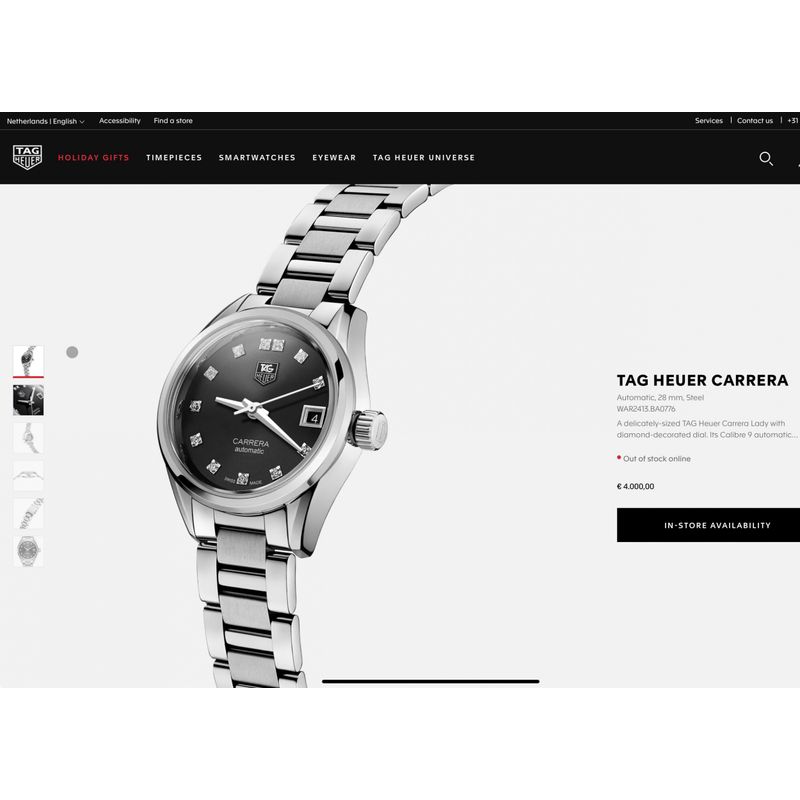 Image 14 of TAG Heuer Carrera Automatic 28mm WAR2413; Automatic women's watch with diamonds