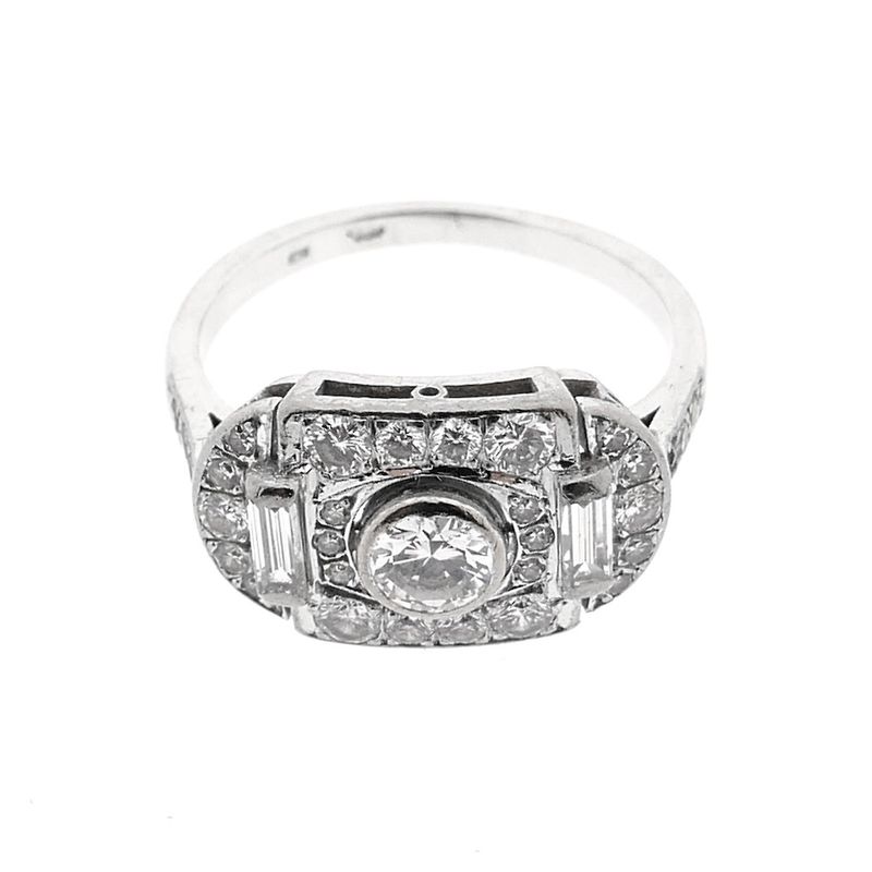 Image 4 of White gold Art Deco ring with diamond; 0.65 ct.