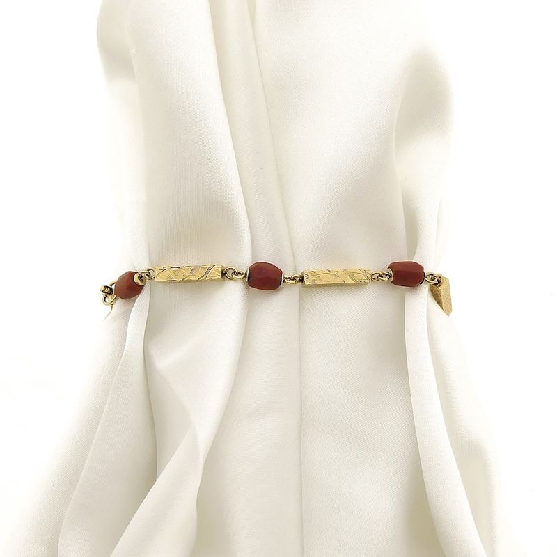 Image 1 of Vintage gold bracelet with red coral