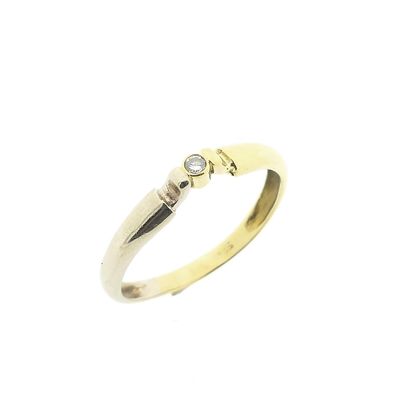 Image 1 of Two-tone gold solitaire ring with diamond; 0.04 ct.