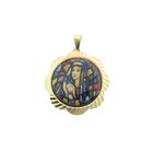 Image 1 of Gold vintage pendant of Mary and Jesus with colored enamel.