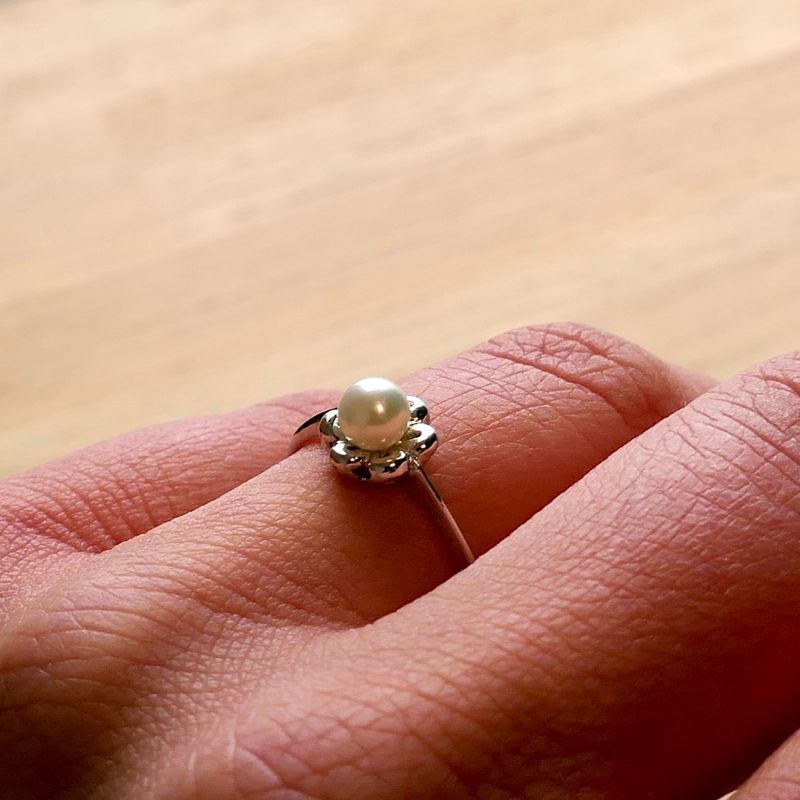 Image 10 of White Gold Ring with Cultured Pearl