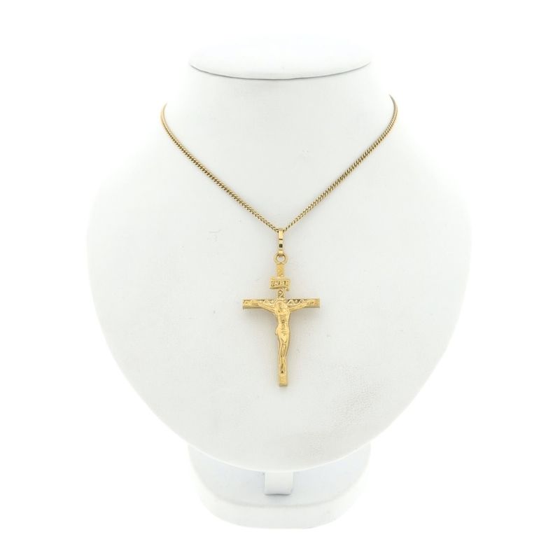 Image 5 of Gold pendant of a cross with corpus; INRI