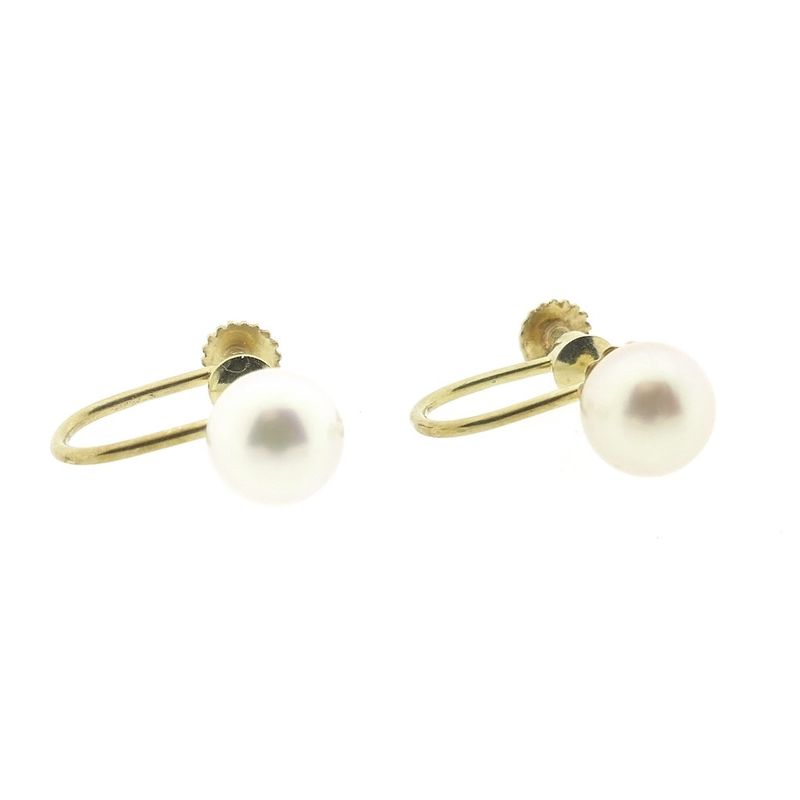 Image 7 of Vintage gold earrings with pearl
