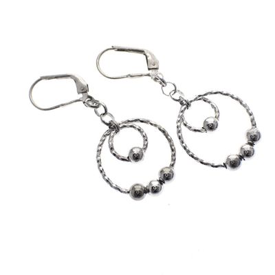 Image 1 of Silver earrings with two rings and balls | Ø 18 mm