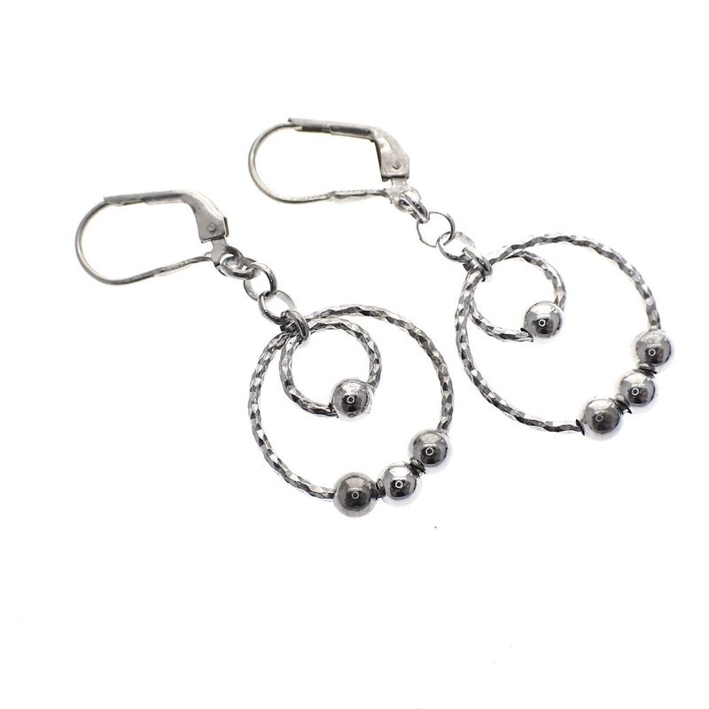 Image 1 of Silver earrings with two rings and balls | Ø 18 mm