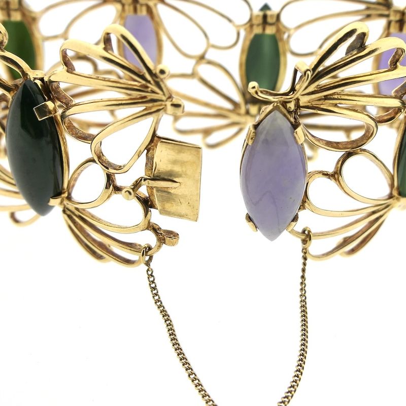Image 9 of Gold bracelet with amethyst and jade