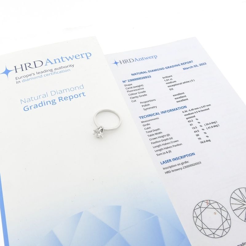 Image 3 of White gold engagement ring with 1.01 ct. diamond | + Natural Diamond certificate