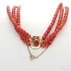 Image 3 of Blood coral bead necklace with gold clasp; Antique | 38 cm