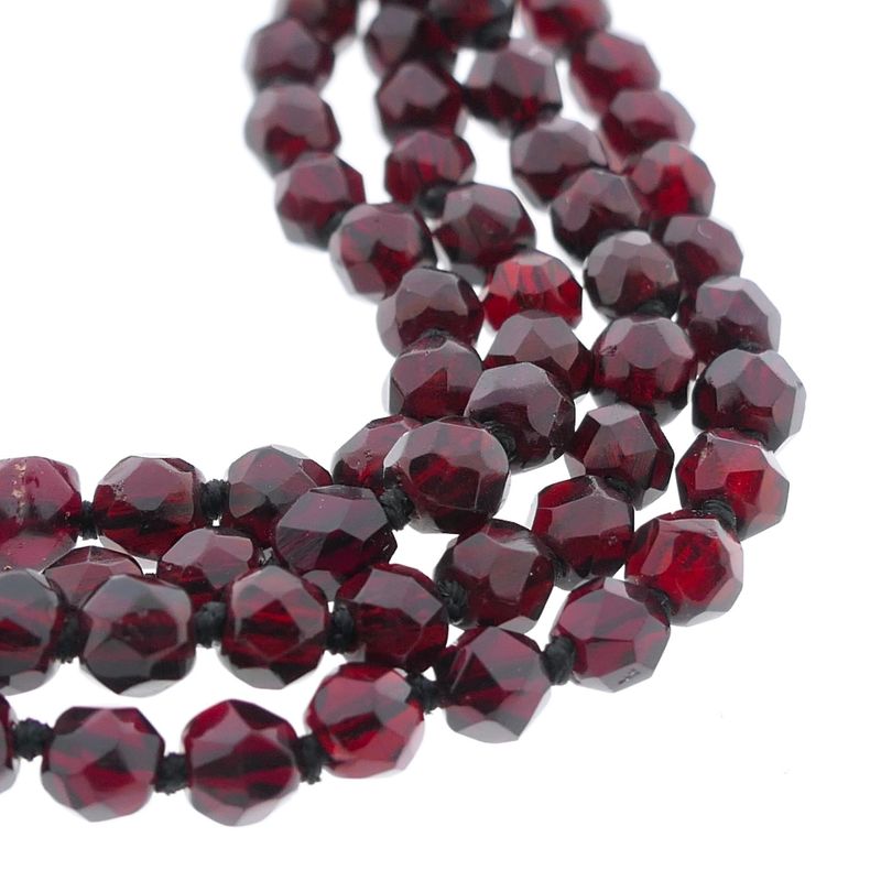 Image 7 of Antique garnet bead bracelet with gold decorative clasp with pearl