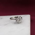 Image 2 of 14K White Gold Flower Ring with Diamond; Size 17.5