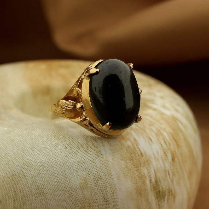 Image 2 of Gold ring with black labradorite