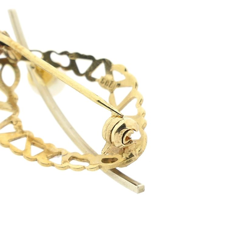 Image 5 of Vintage two-tone gold brooch with pearl