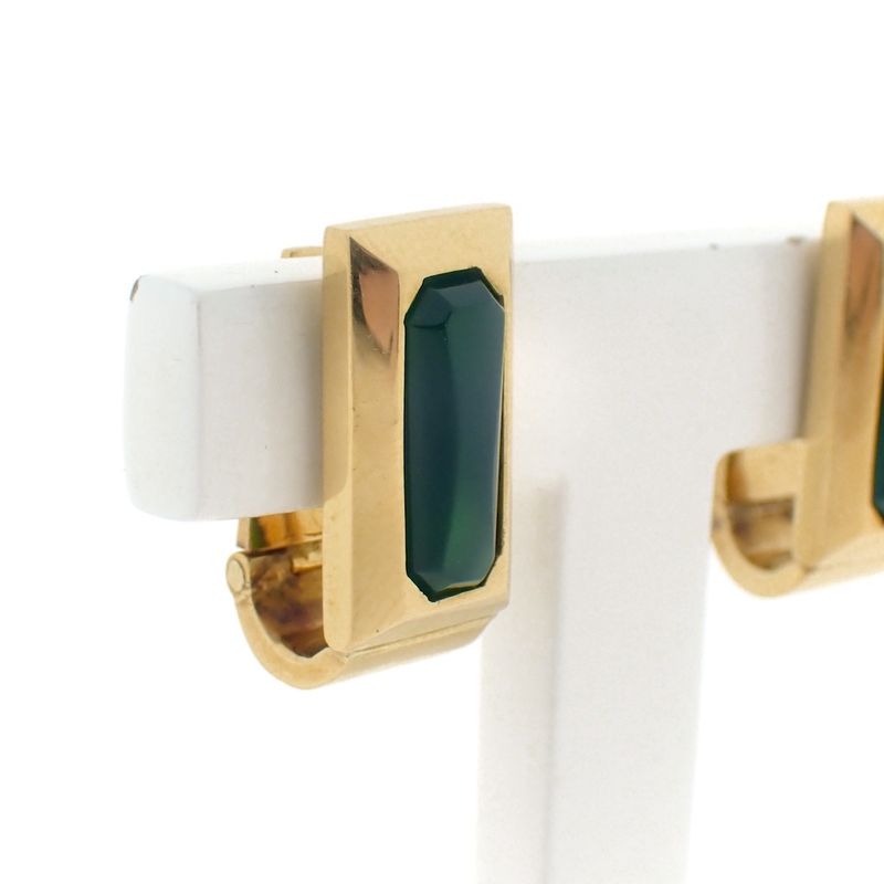 Image 7 of Gold earrings with jade