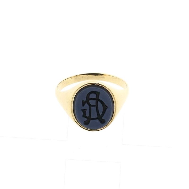 Image 3 of Vintage Gold Signet Ring with Onyx