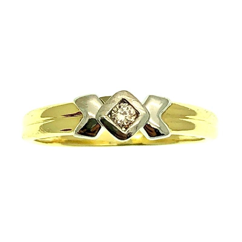 Image 2 of Two-tone gold solitaire ring with 0.04 ct diamond.