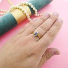 Image 4 of Vintage Bicolor gold ring with sapphire and diamonds; 0.06 ct.