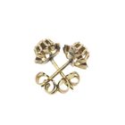 Image 10 of Gold floral stud earrings with diamond; 0.20 ct. | Vintage