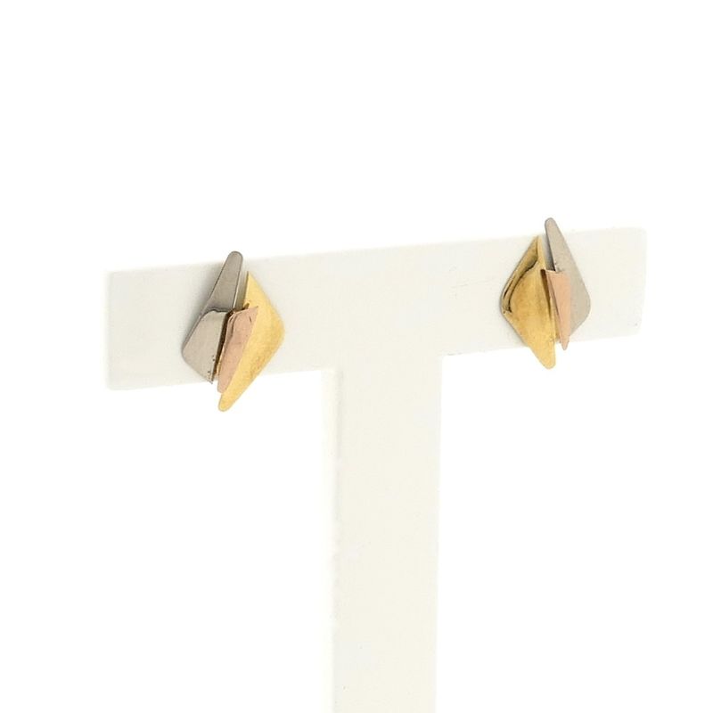 Image 3 of Tricolor gold stud earrings