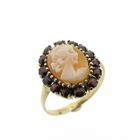 Image 1 of 8K Vintage ring with cameo and garnet