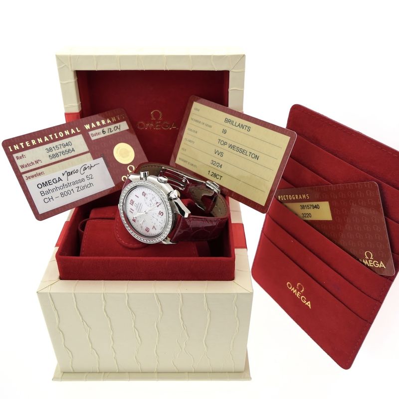 Image 15 of Omega Speedmaster Reduced 'Mother of Pearl' & Diamonds 3815.79.40; Chronograph watch