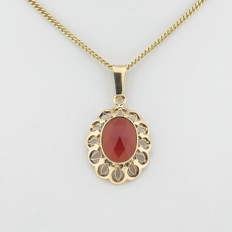 Image 8 of Vintage gold pendant with carnelian