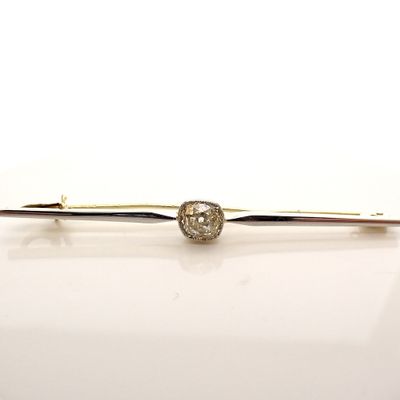 Image 1 of Vintage white gold long narrow brooch with moissanite