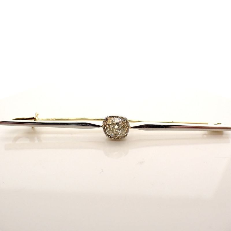 Image 1 of Vintage white gold long narrow brooch with moissanite