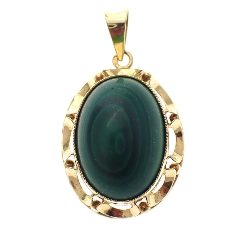 Image 1 of Vintage gold pendant with malachite