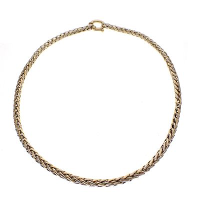 Image 2 of Two-tone gold braided necklace; foxtail link | 45 cm