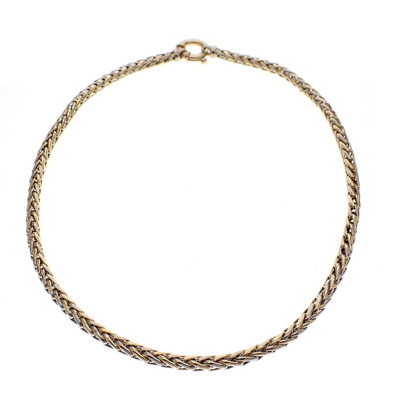 Image 2 of Two-tone gold braided necklace; foxtail link | 45 cm