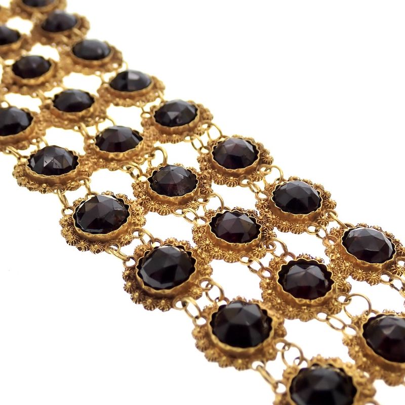 Image 5 of Antique gold bracelet with garnet stones.