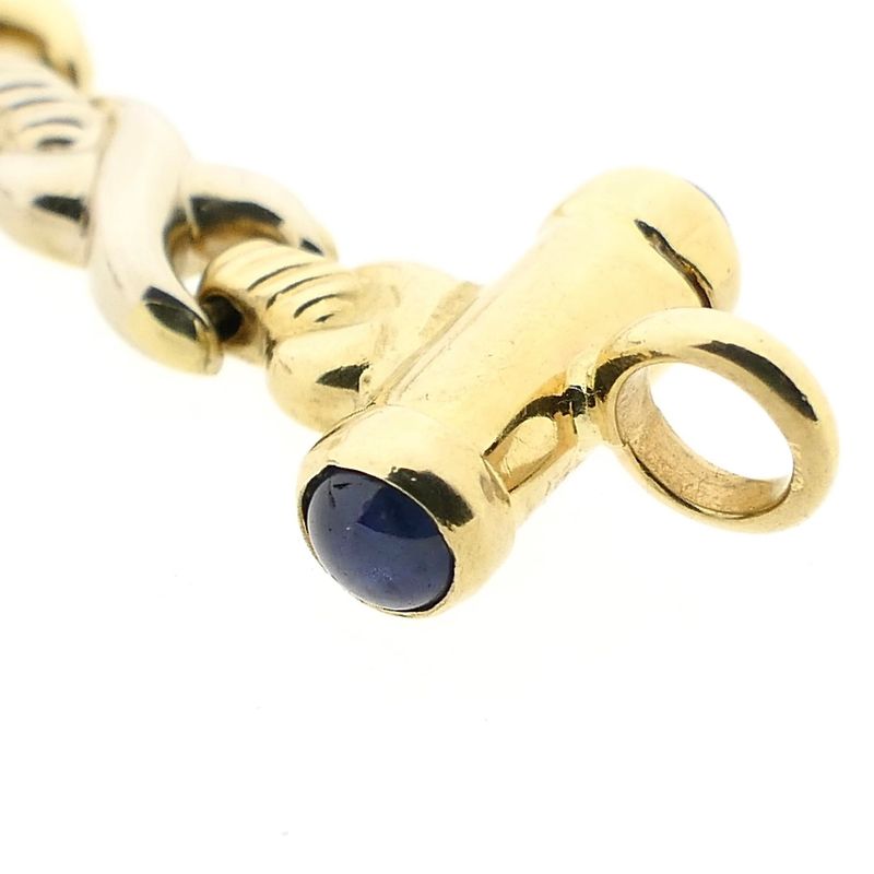 Afbeelding 7 van Bicolor gouden fantasieschakel collier met saffier | 44 cm