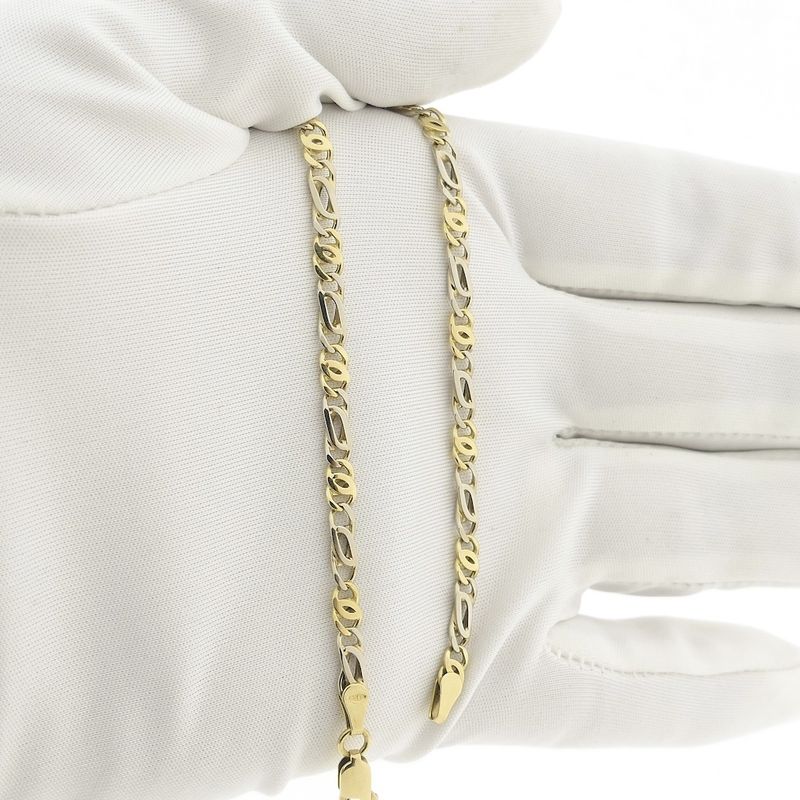Image 9 of Two-tone gold navy link bracelet | 20 cm