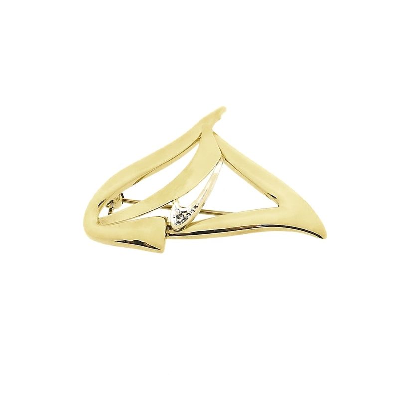 Image 3 of Two-tone gold fantasy brooch with diamond; 0.005 ct.
